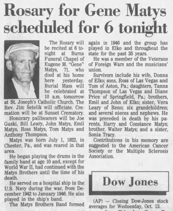Gene Matys obit